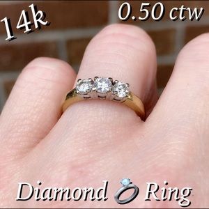 SOLD 🔥14K 0.50 ctw 3-Stone Diamond Ring